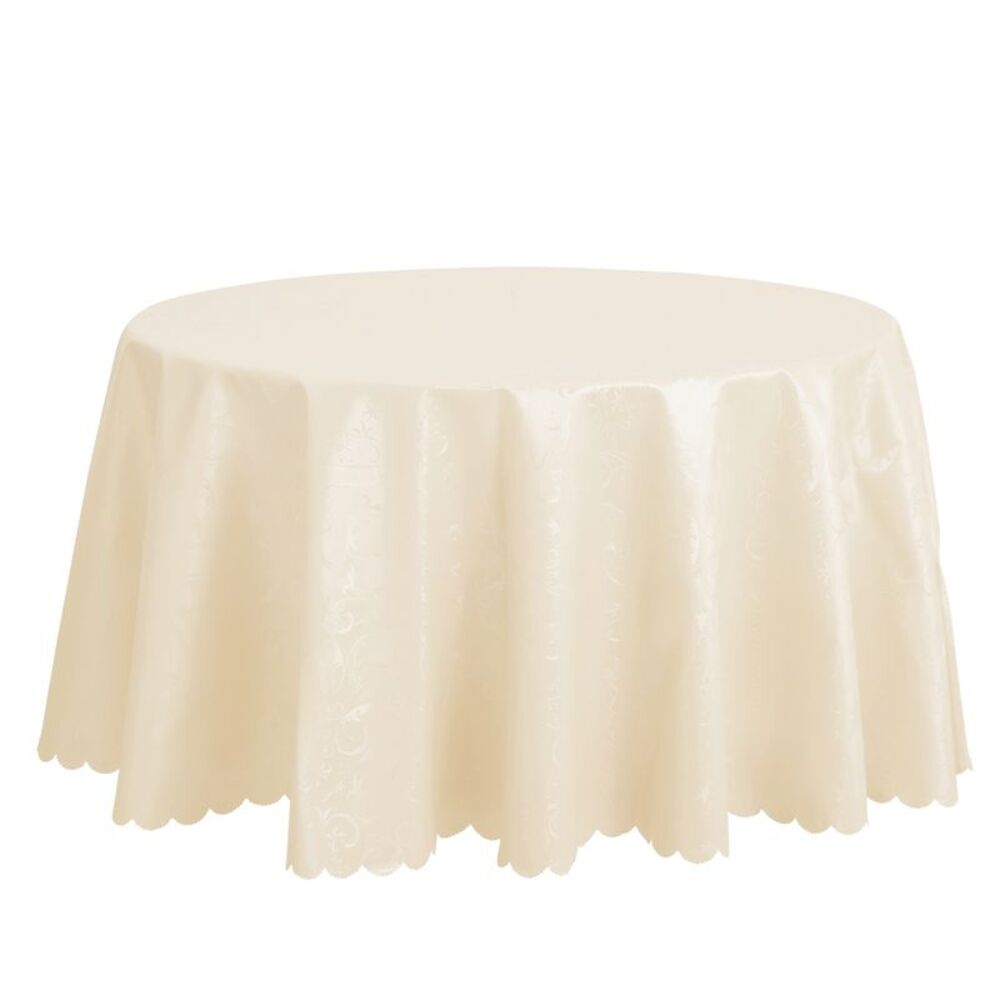 1pc Round Tablecloth Washable Table Cover 71x71inch Champagne